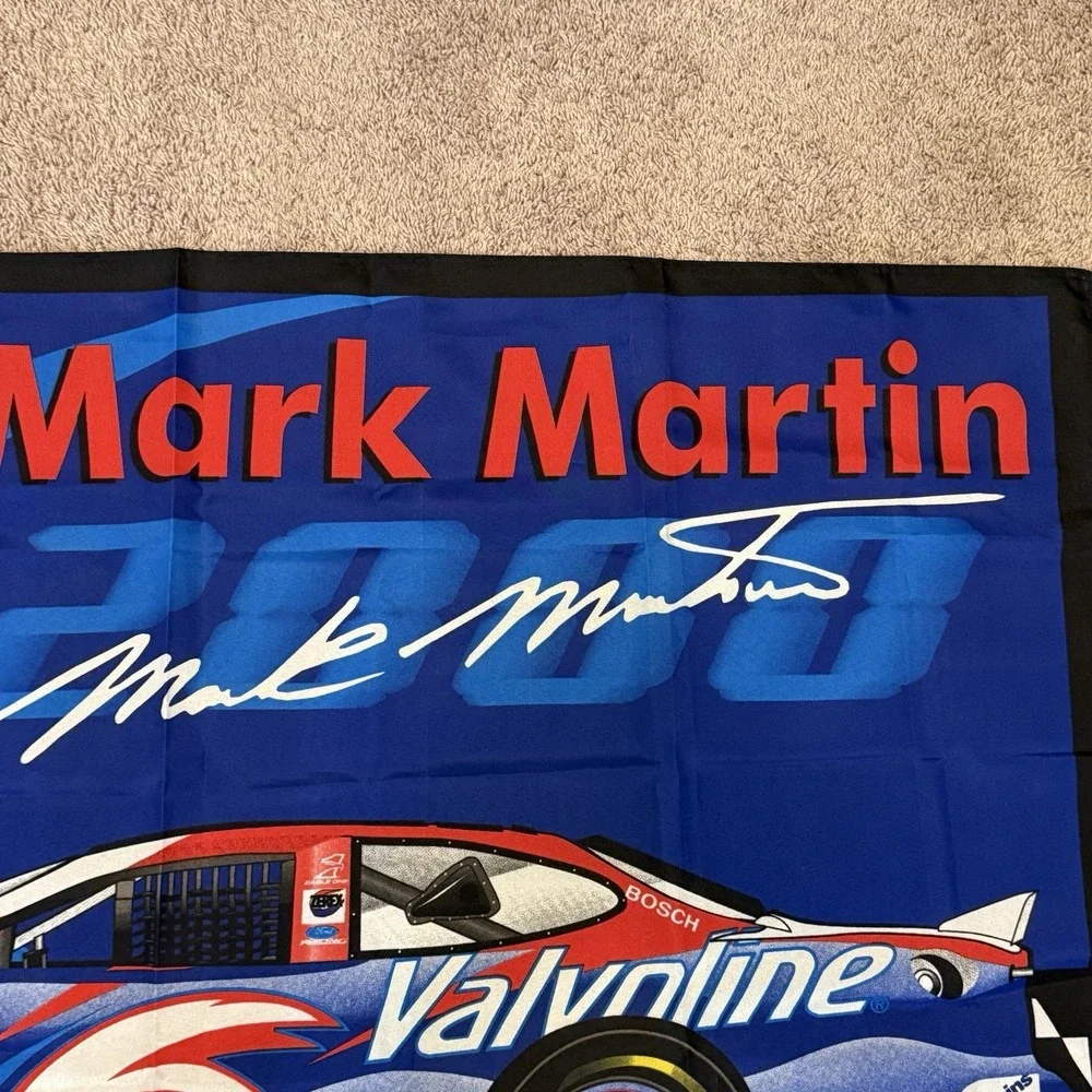 Vintage Mark Martin Valvoline #6 NASCAR Flag Banner‎ 3x5 Roush Racing
